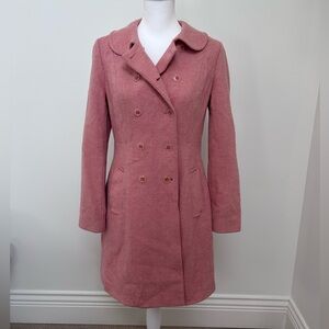 Halogen Pink Double-Breasted Wool Pea Coat M